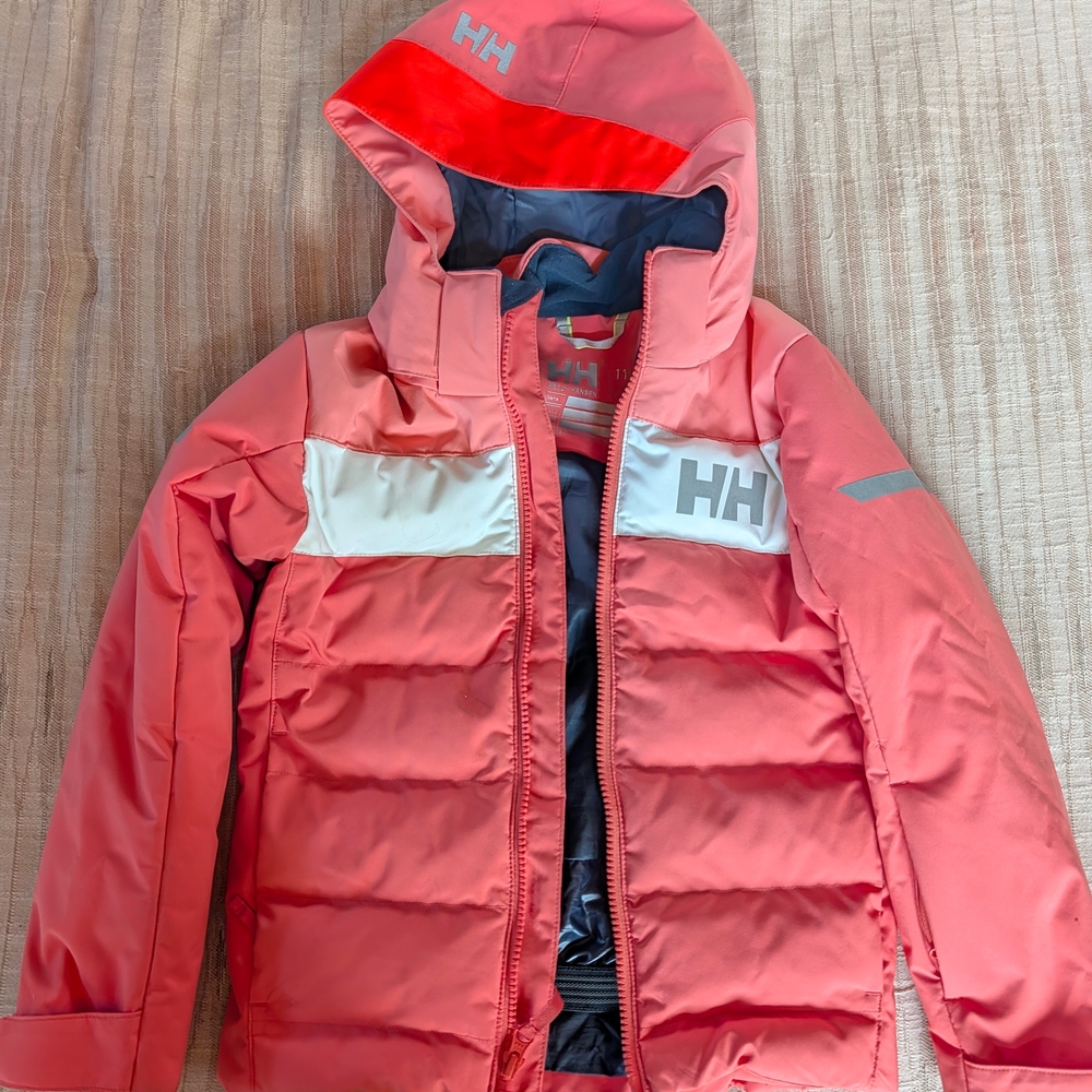 Helly Hansen Kids' Vibrant Coral and Gray Puffer Jacket